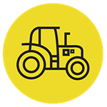 IFT FIRST Agriculture Pavilion yellow icon with illustration of a tractor