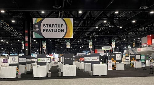 IFT FIRST Startup Pavilion kiosks lined up across the show floor