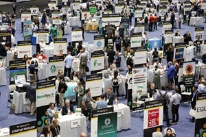 Ariel view of Startup Pavilion booths at IFT FIRST