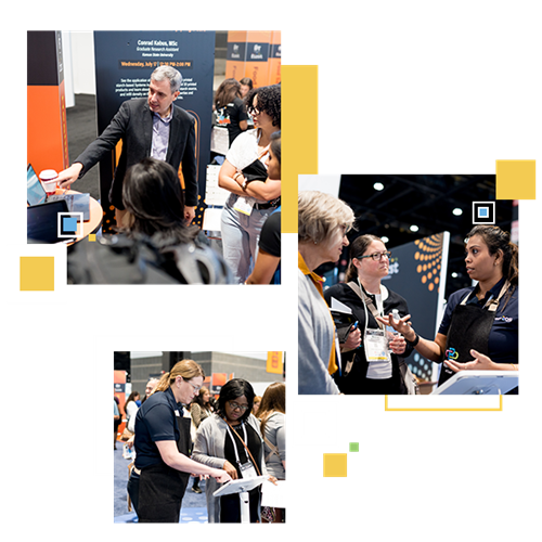 Attendees interacting with technology in the Innovation Hub at IFT FIRST