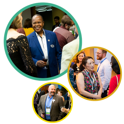 IFT FIRST Networking & Socials bubble graphic of professionals networking at the event