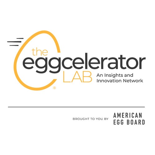 American Egg Board logo. The Eggcelerator Lab. An Insights and Innovation Network brought to you by American Egg Board.
