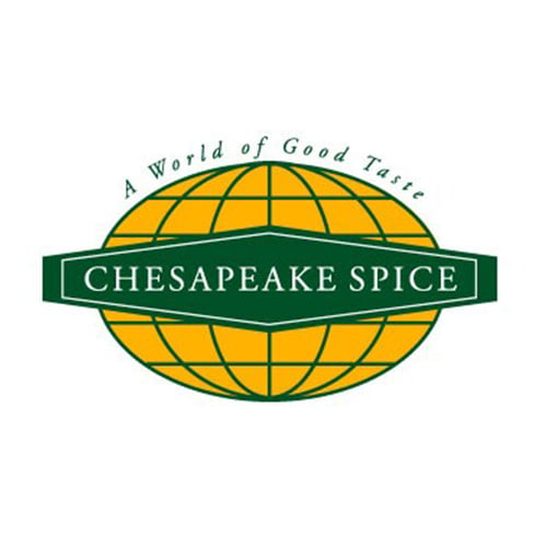 Chesapeake Spice logo in green with text "A World of Good Taste" and a yellow globe